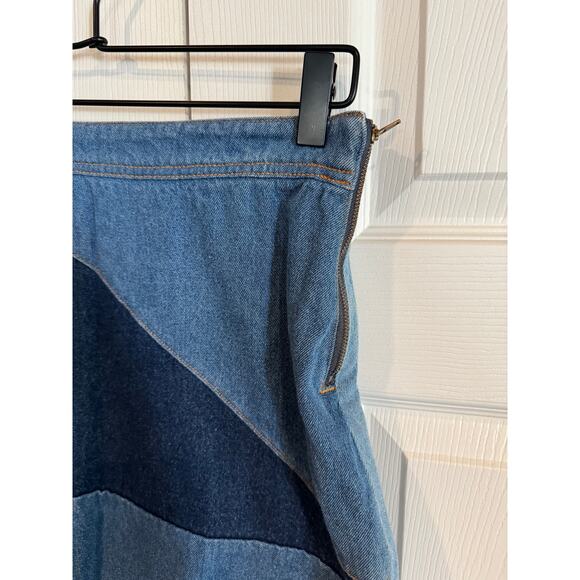 Life in Progress Blue Denim Patchwork Mini Skirt - Picture 6 of 7
